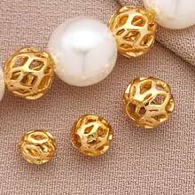 20/30/50 件 18k 镀金圆珠 4/5/6 毫米圆形黄铜空心珠金属隔珠散珠适用于耳环手链吊坠腰链项链珠宝 DIY 工艺品