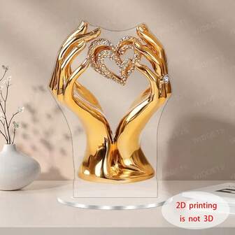 2D 平面亚克力装饰，波西米亚水晶手持爱心装饰（7.87 英寸 * 5.51 英寸 /20 厘米 * 14 厘米），适合家人和朋友、生日礼物、办公室装饰、房间、客厅、母亲节、父亲节、毕业季