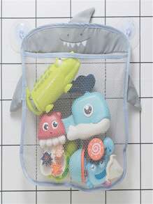 1pc/3pcs Colorful Mesh Bath Toy Storage Net Bag, Waterproof Cartoon Bathroom Hanging Suction Cup Organizer Basket, Toy Storage Pouch, Bathroom Organizer Bag