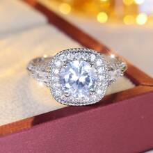 1pc Women's Luxury Elegant High-End Shiny Zirconia Ring, Party Jewelry, Holiday Gift