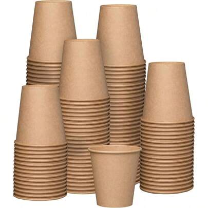 Comfy Package Gusto [8 Oz.- 240 Ml - 100 Count] Kraft Disposable Paper Cups, Hot Coffee Cups Brown Unbleached - -Friendly Cups - Formerly