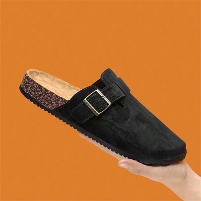 Sandalias de playa casuales de moda primavera/verano 2025, sandalias unisex de punta cerrada, ligeras y transpirables, material de PU, zapatos de playa para exteriores, estilo árabe, antideslizantes y duraderos, negro, caqui, marrón, patrón aleatorio, costura, hebilla, talla pequeña por media talla