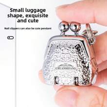 1 Pc Mini Wallet & Nail Clipper, Stainless Steel Foldable Portable Cute Nail Care Tool With Keychain, Can Be Hung On Backpack Handbag