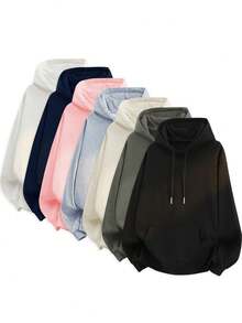 Blueplus Men's Solid Hoodies - Casual Loose Fit Drawstring Hooded Sweatshirt With Side Pockets, 1pc Men's Casual Sportswear And Loungewear - Great Gift For Everyday Use - 黑色 - 查看 1