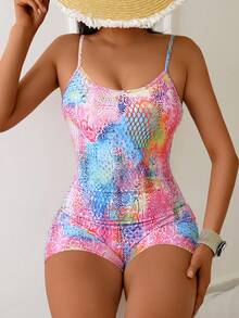 New Sexy Fashion European American Slimming Concealed Belly Backless Snake Skin Pattern One Piece Swimsuit For Women, Thermal Spring Resort Beachwear Summer - Multicolor - View 3