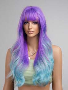 Tóc giả thời trang màu cầu vồng 26 inch, tóc giả bob xoăn bằng sợi tổng hợp chịu nhiệt có mái, tóc giả chất lượng cao dành cho nữ, hoàn hảo cho các dịp lễ, tiệc tùng và sử dụng hàng ngày, bán chạy! - Nhiều màu - Xem 6