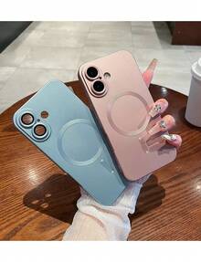 1 Piece Magnetic Phone Case, Magnetic Induction Slim Phone Case, Compatible With IPhone 16/16Pro/16Plus/16ProMax - Baby Blue - View 3