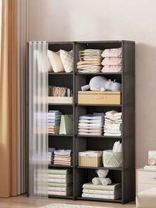 1 chiếc tủ quần áo di động, tủ sách hình khối đa năng, kích thước 31,5"x15,7", giá để đồ trưng bày độc lập có rèm, kệ sách cho phòng ngủ và phòng khách, món quà Giáng sinh và Lễ tạ ơn tuyệt vời nhất - trắng - Xem 5