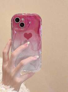 Farbverlauf Herz Swoosh cremefarbene Handyhülle kompatibel mit iPhone 16/15/14/13, Pro Max X XR, S25/S24/S23, Xiao Mi 14T/13T/12T, Redmi Note 13/12, wasserdicht, stoßfest, kratzfest, sturzsicher