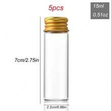 1/5/10/20pcs Mini Clear Bottles With Gold Aluminum Lids, Small Empty Jars (5/7/8/10/15/25ml), Leak-Proof Screw Cap, DIY Powder & Cream Sample Containers, For Storage, Crafting, Medication, Travel Accessories - Clear - View 15