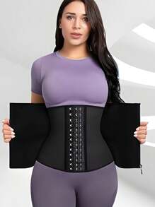 1 pieza Faja reductora. Faja reductora con control abdominal, hebilla de plástico y cremallera, cinturón de goma de cloropreno apto para ejercicio, correr, yoga, uso diario en la oficina. Usarlo ayuda a sudar y quemar grasa, proporcionando una figura estilizada.
