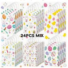 8/12/16/24 peças/Conjunto Sacolas de Presente do Coelho da Páscoa 21*15*8cm, Sacolas de Papel Kraft, Decoração Feliz da Páscoa Sacolas de Embalagem de Presente, Sacolas de Lembrancinhas de Festa de Aniversário