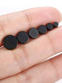6 Pairs Black Stud Earrings For Men Women Stainless Steel Men Earrings Hypoallergenic Round CZ Square Black Earring Studs Set 3mm-8mm - As Shown - View 5