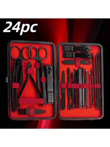 Luxury Manicure And Pedicure Set – Extra Sharp Stainless Steel Nail Clippers, Scissors, Files & Grooming Tools In Stylish Black & Red Case – Professional Nail Care Kit For Men & Women, Travel-Friendly, Perfect Gift For Husband, Boyfriend, Parents, And Valentine's Day
