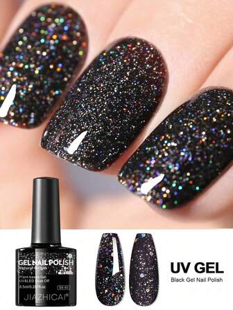 8.5ML Glitter Black Red Gel Nail Polish Semi Permanent Soak Off UV LED Gel Varnish Nail Art Manicure