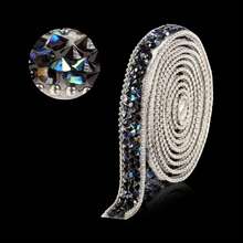 4 Rolls Resin Rhinestone Bling Ribbons Self Adhesive Diamond Crystal Ribbon Roll Glitter Resin Diamond Belt Ribbon For DIY Art Crafts - Multicolor - View 7