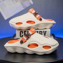 Men's Anti-Slip Beach Sandals, Outdoor Thick Bottom Clogs, Bubble Slippers With Toe Cover, Slip-On Slouchy Shoes For Students - Rice Orange - View 6