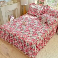 1pc Single Item Bed Skirt, Bed Cover, Bed Protection Ring, Wrapped High-Quality Fabric, Bedroom Gathering Ruffle Edge Bedding, Bed Skirt (Excluding Pillowcase) - Flowers - View 3