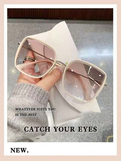 1 件优质透明渐变时尚眼镜，高品质女士驾驶眼镜，时尚大框眼镜，适合夏季海滩度假、户外、旅行