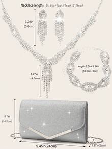 女士钻石首饰 闪耀奢华水钻首饰套装 闪耀项链 耳环 手链套装 个性手提包 优雅时尚 闪耀亮片 V 型翻盖信封包 宴会包 宴会包 手提包 宴会包 手提包钱包 优雅手提包 宴会包 女士舞会手提包 女士新娘宴会包 舞会手提包 金属链手提包 婚礼派对手提包 酒会婚礼 新款钱包 宴会包