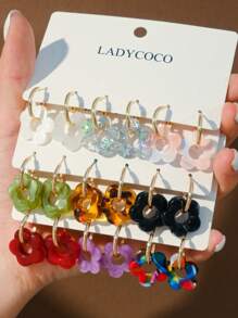 9 Pairs Of Fashionable & Cute Multicolor Tassel Pendant Earrings, Suitable For Women's Daily Wear, Dating, Traveling