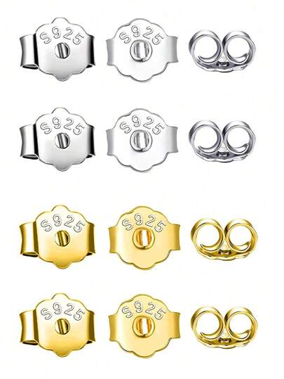 1 Pair Hypoallergenic Ear Blockage 925 Silver Earring Backs Replacements For Daily Ear Accessories