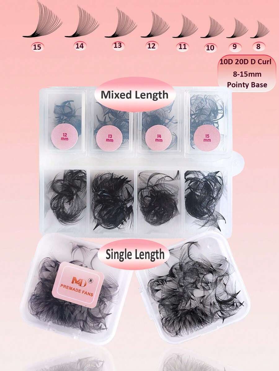 500 扇形 10D 20D D 卷曲预制扇形睫毛延长单根长度 240 扇形 10D 20D D 手工浓密睫毛延长 0.07 毫米厚度 8-15 毫米预制浓密睫毛延长中茎尖底专业睫毛 - D - 查看 1