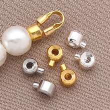10/20/30 件压接珠 18K 镀金圆柱隔珠塞珠金属珠塞压接饰物适用于手链项链末端配件 2 种款式孔 0.8 毫米