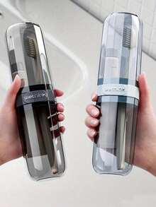 1pc Travel Wash Cup Portable Toothbrush Tooth Cup Tooth Set Storage Box Travel Supplies Mouth Wash Cup Artifact Toothbrush Kit With Travel Size Mouthwash Cup And Transparent Storage Box Travel Necessity Includes Diy Stickers - Multicolor - View 5