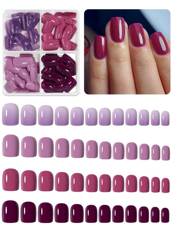 96pcs/Box Matte Coffin Press On Nail Full Cover False Nails Mixed Size Solid Color Extension Oval Capsule Almond DIY Accessories