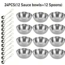 8/16/24PCS Luxurious Golden Sauce Bowl & Seasoning Spoon Set, High-Quality Stainless Steel Seasoning Dishes Sushi Dipping Plate Appetizer Plates Espresso Spoon Cappuccino Spoon, Silverware Suitable For Cheese Board/Charcuterie Platter/Tea Party/Father's Day,Kitchen,Christmas Gift,School Supplies