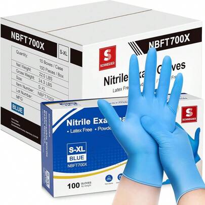 Nitrile Exam Gloves, Blue, 4 Mil, Powder-, Latex-, Exam, Cleaning And Prep, Non-Sterile