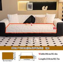 1pc Thickened Warm Soft Coral Velvet Jacquard Anti-Slip Sofa Cushion, Minimalist Modern Style Pet-Friendly Dirt-Resistant Sofa Cover, Autumn/Winter Pet Sofa Mat, Anti-Scratch Sofa Protector For L-Shaped Combination Sofa And 1/2/3/4 Seat Sofa (Sold Individually) - Beige - View 12
