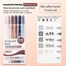 6 Colors Languo Feutre Acrylique Paint Markers Pens Stationery Acrylic Gel Pen 1.0mm For Rock Ceramic Glass Wood Drawing Writing Art School Supplies