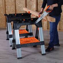 2-Pack Clamping Sawhorses 1200 LBS Load Capacity 30-3/4/12" F Clamps