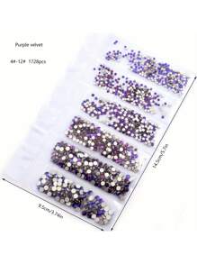 1728 Pcs Flat Back Crystal Glass Nail Art Rhinestones. 4#-12# 6 Sizes Mix DIY Decorations For Nails, Clothes, Bags, Hair Accessories, Cars, Beddings, Pendants, Etc. Suitable For Teenage Girls, Women Nail Art, Eye Makeup, Face Stickers, Jewelry Decoration Flat Back Rhinestones. 6 Bags Of Crystal Glass Flat Back Rhinestones. Nail Charms Nail Gems Nail Supplies