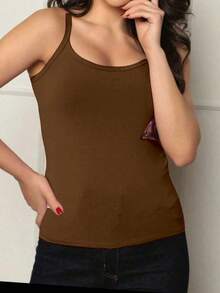 Basic Women's Tank Top With Straps.Baita Basic Camisole Vest - 紫紅色 - 查看 2