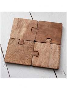 4-teiliges Küchenmöbel-Set, Retro Holz Puzzle Untersetzer für Zuhause, Isoliermatten, Barwiskey Untersetzer, Teetassen Untersetzer, Unterstellmatten, geeignet für Heim-Dekoration von Schreibtischen, Bars, Küchen, Outdoor Picknicks und Getränke, Cafés, alle Tischarten, Outdoor Kaffeetisch und coole Heim-Dekoration, Geschenkideen zum Vatertag, Vatertagsgeschenke und Sicherheitsgeschenke. - Verschiedenfarbig - Übersicht 4