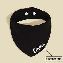 1pc Personalized Custom Baby Bib, Text Embroidery, Soft Cotton Material, Baby Gift, Commemorative Necessity - Black - View 6