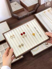 1 Stück Schmuckorganisator Tablett in Walnussholzfarbe, Halter für Halsketten, Ringe und Schmuck, Geschenkbox für Mädchen, Aufbewahrungsbox, Reisegeschenk