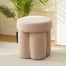 1pc Minimalist Round Soft Stool, Bedroom/Living Room Makeup Bench, Solid Color Soft Shoe Changing Bench - Multicolor - View 13