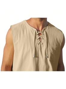 Men Tank Tops - Khaki - View 6
