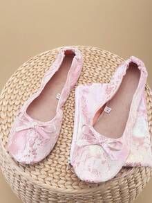 Women's Fashion Soft & Comfortable Lightweight Slip-On Ballet Flats, Pink, For Dancing, Party, Wedding, Indoor Wear, Spring/Summer New, With Matching Color Storage Bag - Pink - View 2