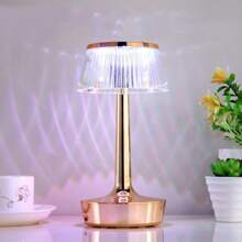 Rechargeable Transparent Lamp Shade Wireless Desk Lamp, Portable Battery Powered Light With 3 Elegant Dimmable LED Modes And Memory Function, Suitable For Outdoor/Dinner/Yard/Restaurant (Gold)