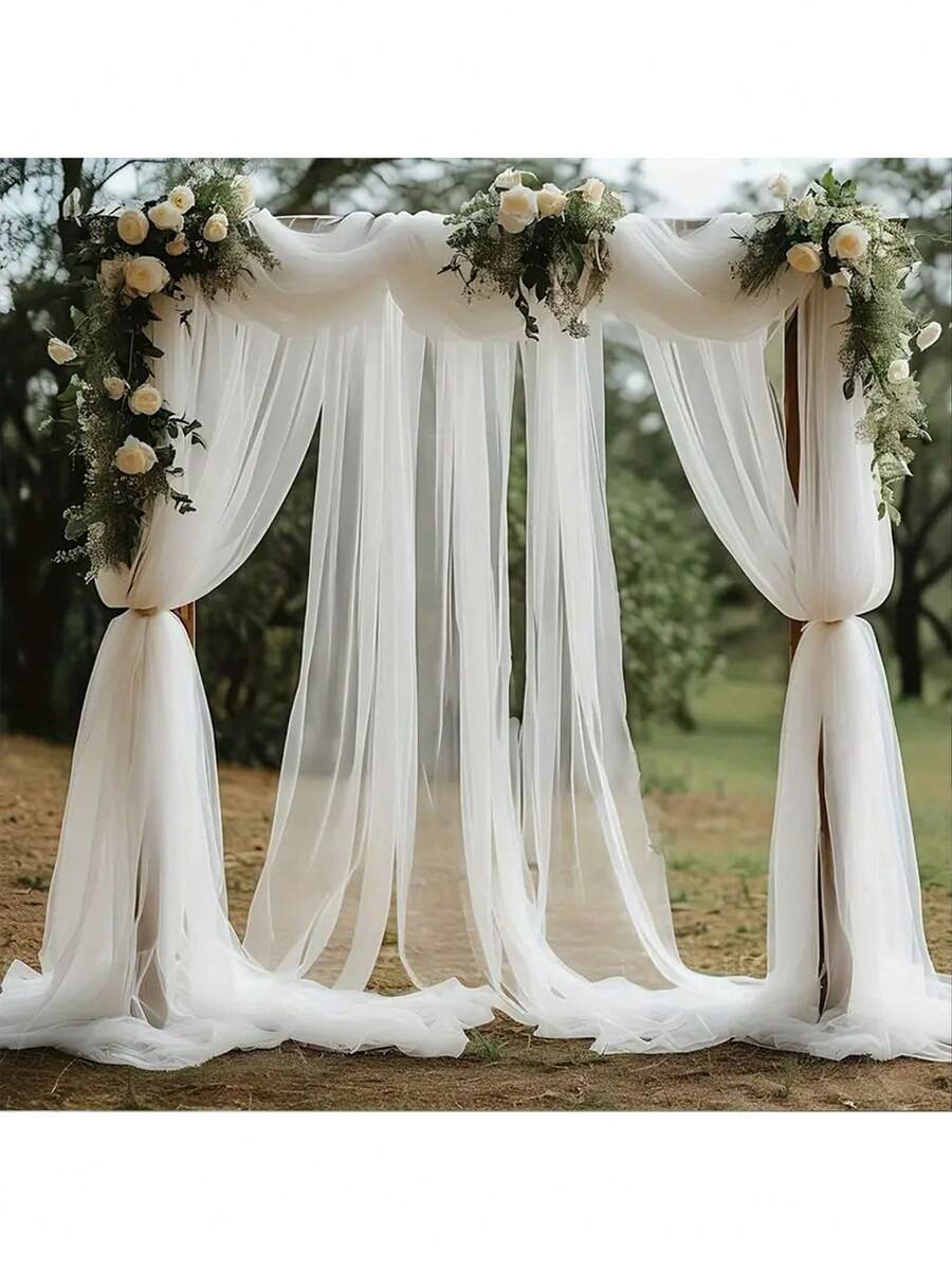 1,6 mét vải trang trí cổng cưới màu trắng, vải tuyn trong suốt cho các buổi lễ lãng mạn, tiệc chiêu đãi, trang trí tiệc, phông nền sân khấu, trang trí polyester hiện đại, không dùng điện, thích hợp cho bối cảnh tiệc cưới lễ hội 1 mảnh