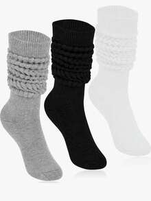 1/3/6 Pairs Unisex Solid Red Knitted Socks, Soft Fleece Lining Socks - Comfortable, Apparel Accessory Socks, Red Gift, Spring Hiking, Camping, Shooting, Valentine's Day, Christmas Gift, Elegant And Romantic For Winter