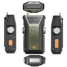 Multi-Functional Hand Crank Emergency Radio, Portable NOAA Weather Radio Solar Powered With Battery Backup,AM/FM,NOAA, SOS Alarm,4000mAh Rechargeable Battery Power Bank,3 LED Flashlight For Outdoor Hiking Camping Emergency