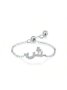 1 Stück 925 Sterling Silber eleganter & einfacher arabischer Buchstaben Ketten-Verstellbarer Ring als Geschenk für Frauen, Hochzeit, Geburtstag, Muttertag - Brief - Übersicht 45