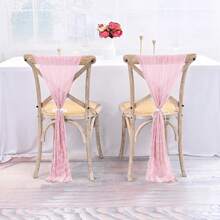 1pc/5pcs/10pcs/20pcs (275*40cm) Chiffon Fabric Chair Sash, Wedding Aisle Chair Bow Design, Universal Chair Cover Sash Suitable For Wedding Reception Party Hotel Event Decoration (Sage Green)