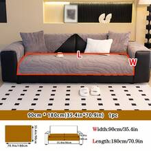 1 件厚实保暖天鹅绒提花防滑沙发垫，宠物友好型防脏沙发套，秋冬季宠物沙发垫，防猫抓沙发保护套适用于 L 形和 1/2/3/4 座沙发（单独出售） - 深灰色 - 查看 12